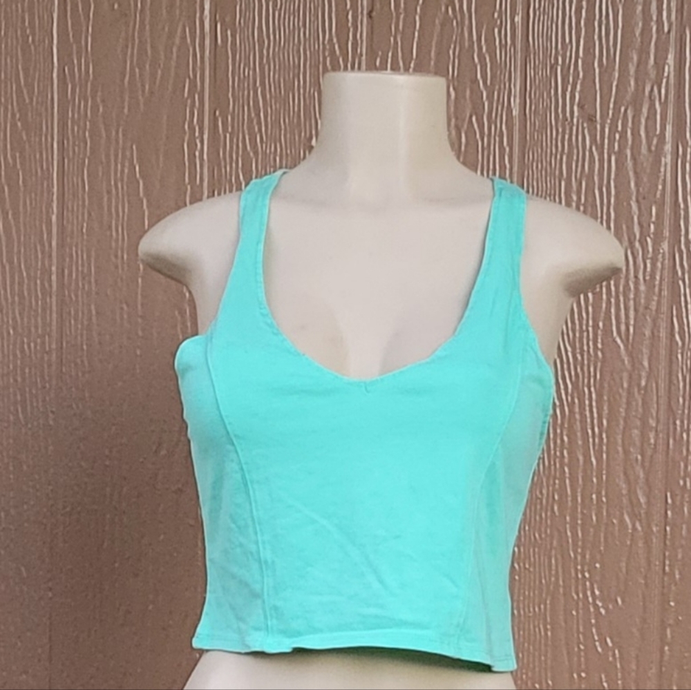 Green mint crop top